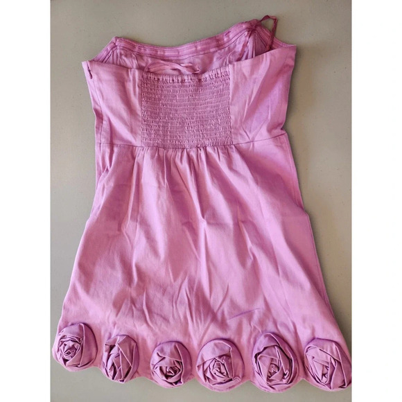 NWT Anthropologie Maeve Strapless Rosette-Trim Mini Dress M Pink 9A402 - Picture 7 of 11